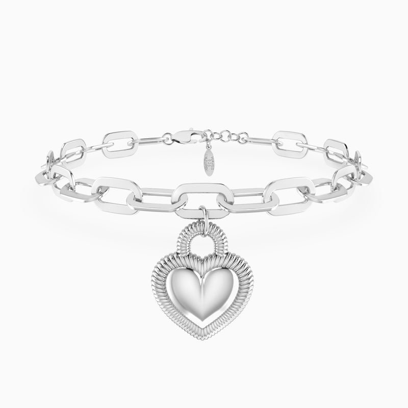 Waves by L'azurde Heart Charm Bracelet In Silver - Image 1